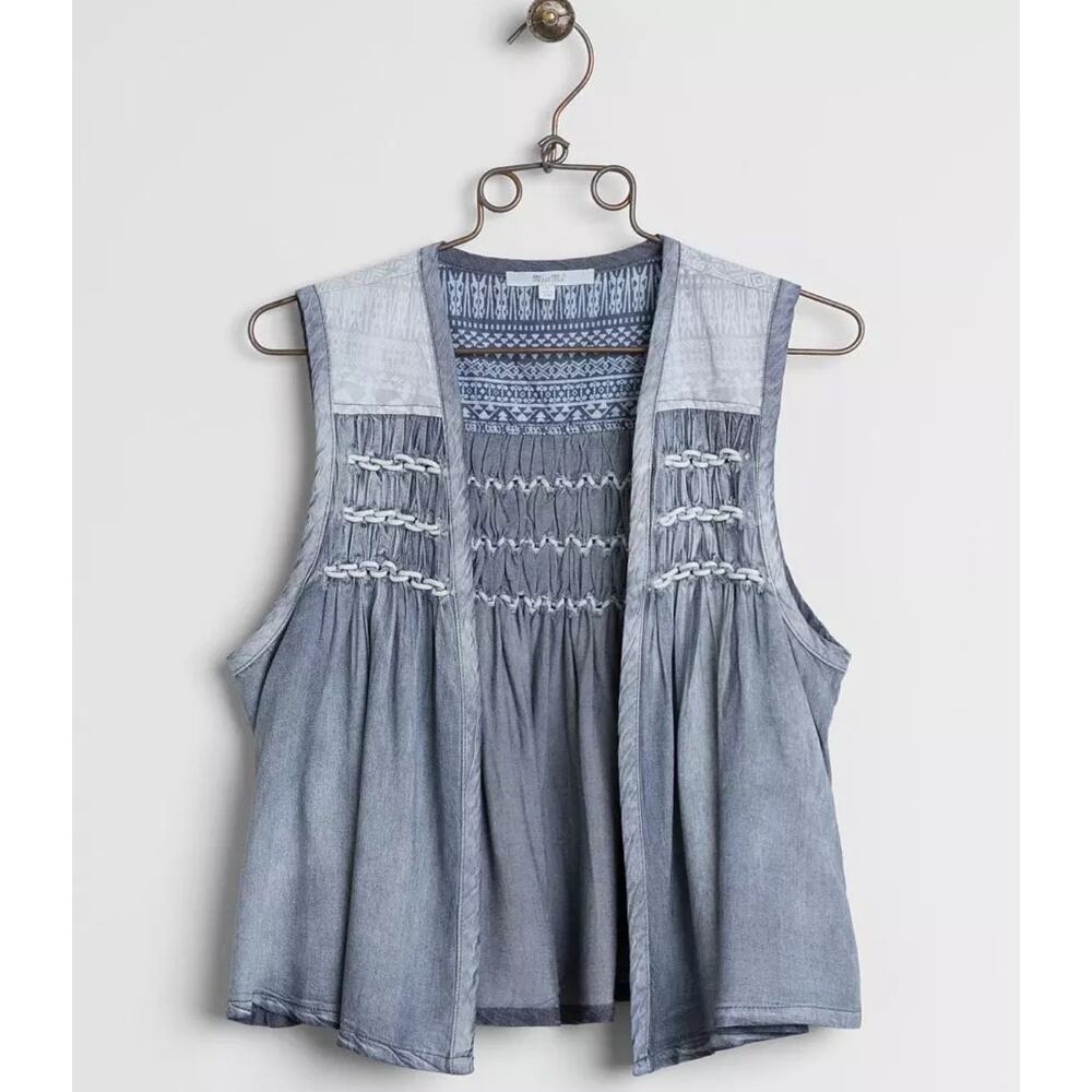 Miss Me Women's Open Front Raw Edge Vest Sleeveless‎ Beach Gray Size Medium